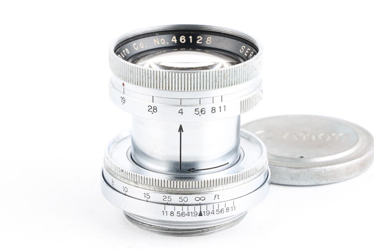 【かめらや】1419 Canon SERENAR 50mm F1.9 沈胴式 単焦点レンズ L39 Lマウント拍卖
