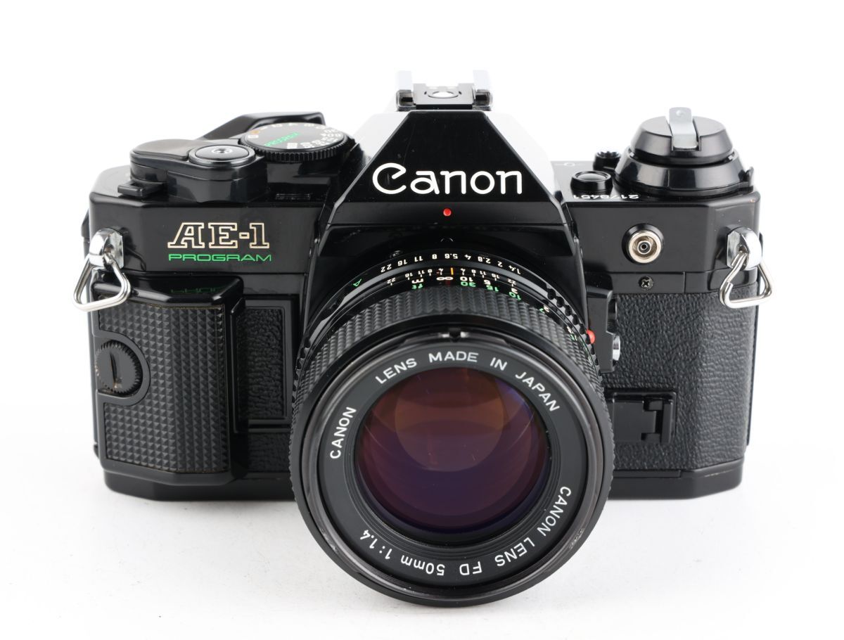 【かめらや】1379 Canon AE-1P PROGRAM + New FD 50mm F1.4 MF一眼レフ フイルムカメラ 標準レンズ拍卖
