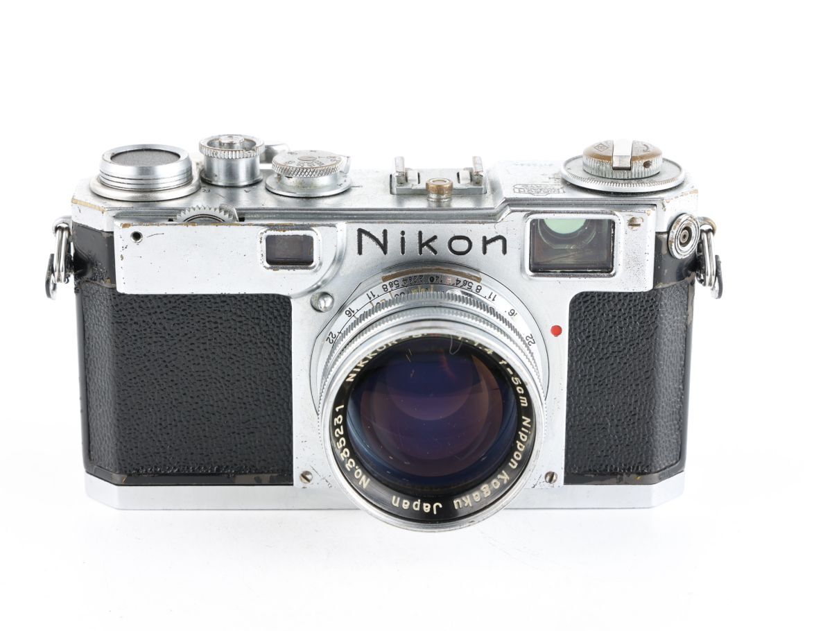 【かめらや】1411 Nikon S2 E・Pマーク 白ダイヤル + NIKKOR-S・C 5cm F1.4 単焦点レンズ レンジファインダー拍卖