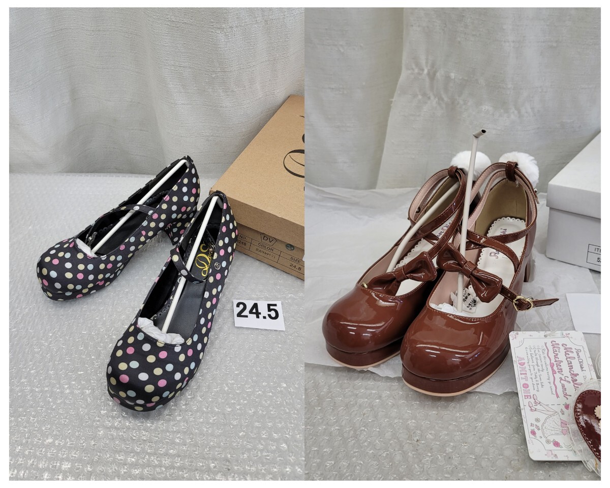 5253 2足セット 夢展望 パンプス 24.5 靴 523248 526351拍卖