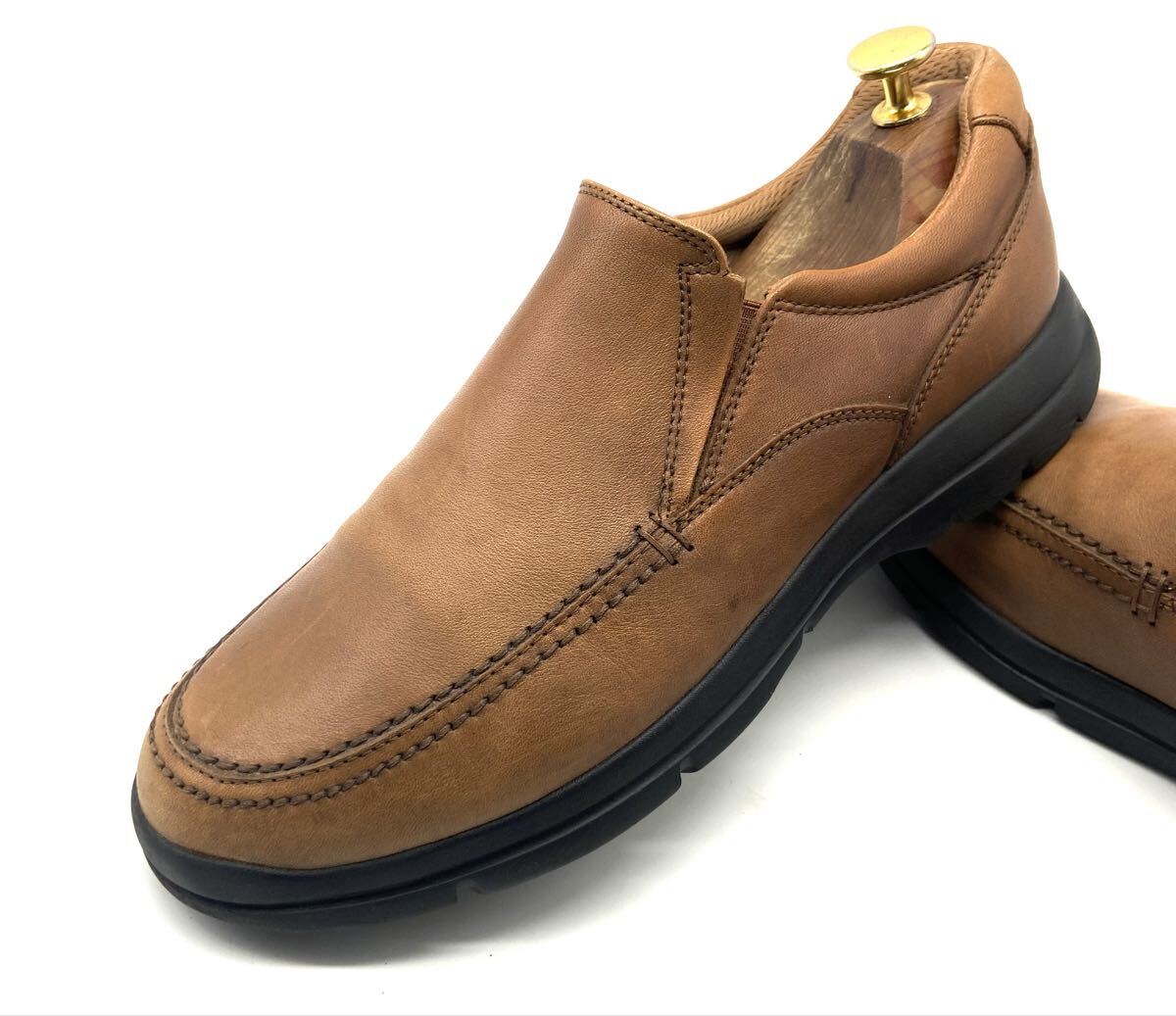 【ホーキンストラベラー/ブリクストン/サイドゴア/HL10123】高級レザーモカシンコンフォートシューズ!茶/jp26.5cm/衝撃プライス!10/31拍卖