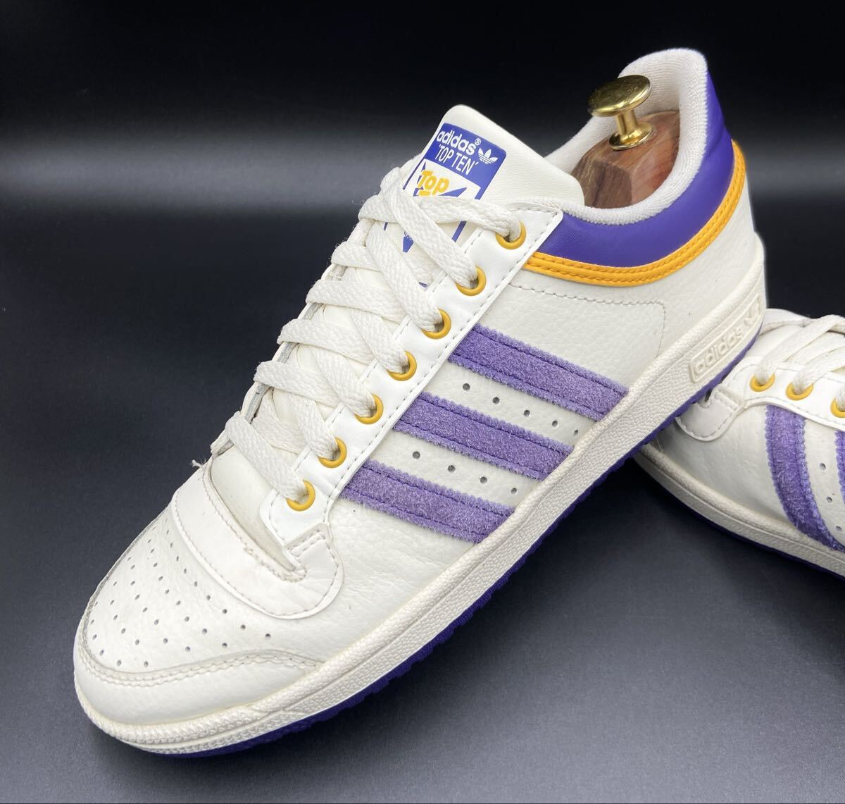 【アディダス/トップテンLOW/GY2516】高級上質レザースニーカー!白×紫/jp26.5cm/衝撃プライス!ヴィンテージ復刻クラシック!10:24拍卖