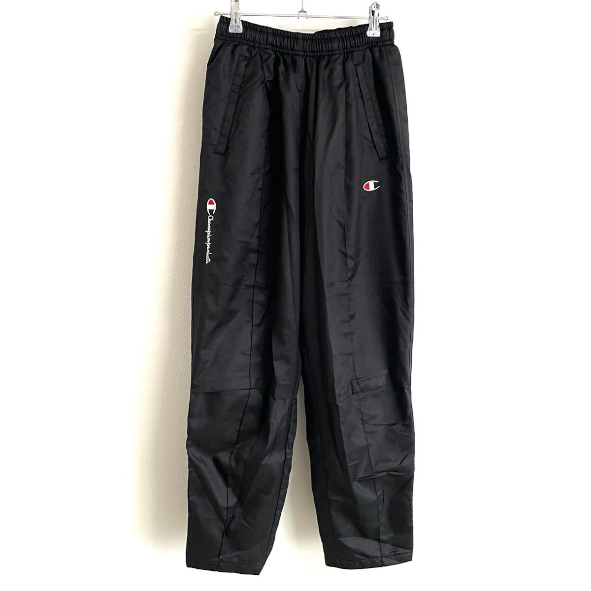 【90s’チャンピオン】オリジナル高級トラックパンツ/ウィンドブレーカー/ブラック/L表記/衝撃プライス!ヴィンテージ古着!NE25拍卖