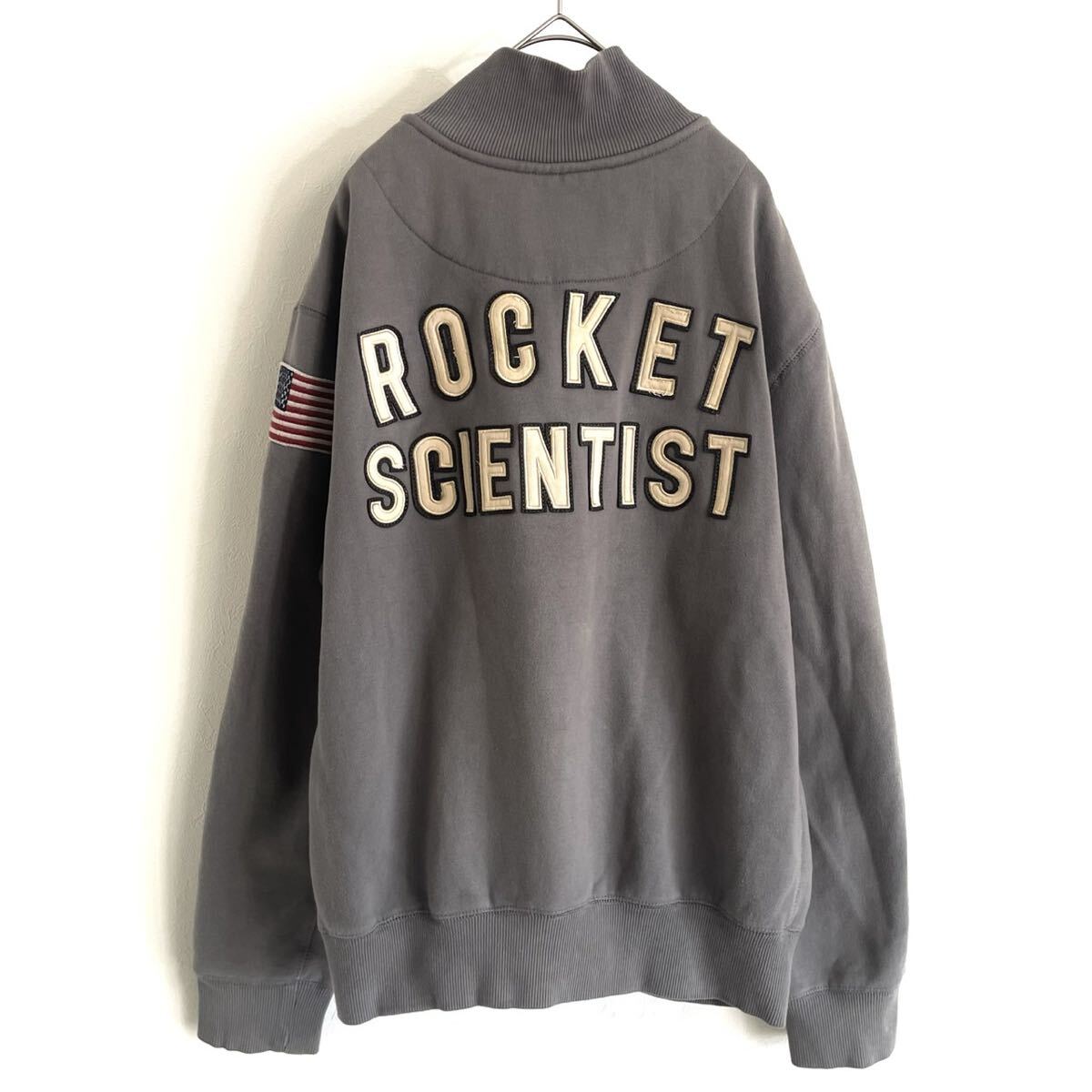 【レッドカヌー/カナダデザイン/NASAパッチ】高級裏起毛ジップアップブルゾン/グレー/XL表記/衝撃プライス!アメカジ古着!NE75拍卖