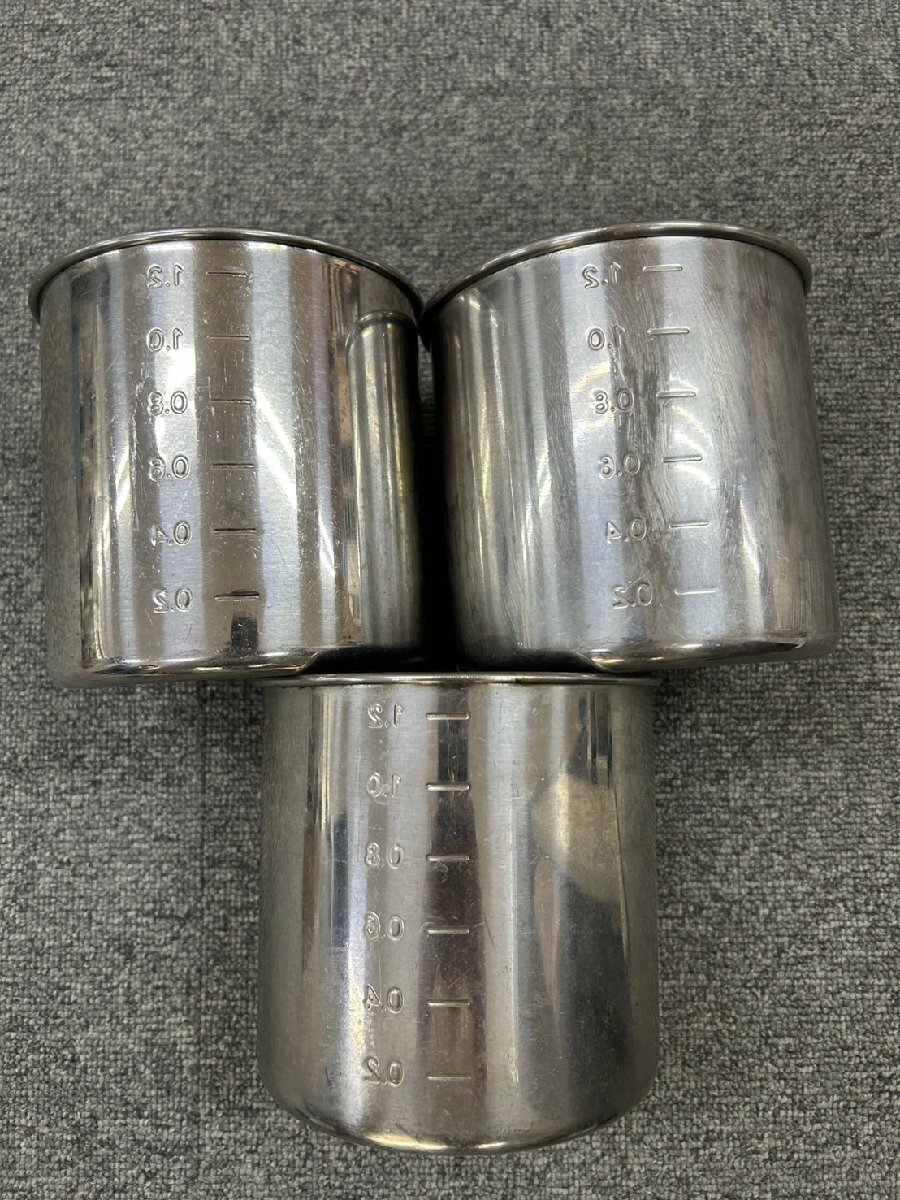 ステンレス製 丸ポット キッチンポット 目盛付 蓋なし3個 持ち手無し 業務用 厨房用品 キッチンポット メーカー不明拍卖