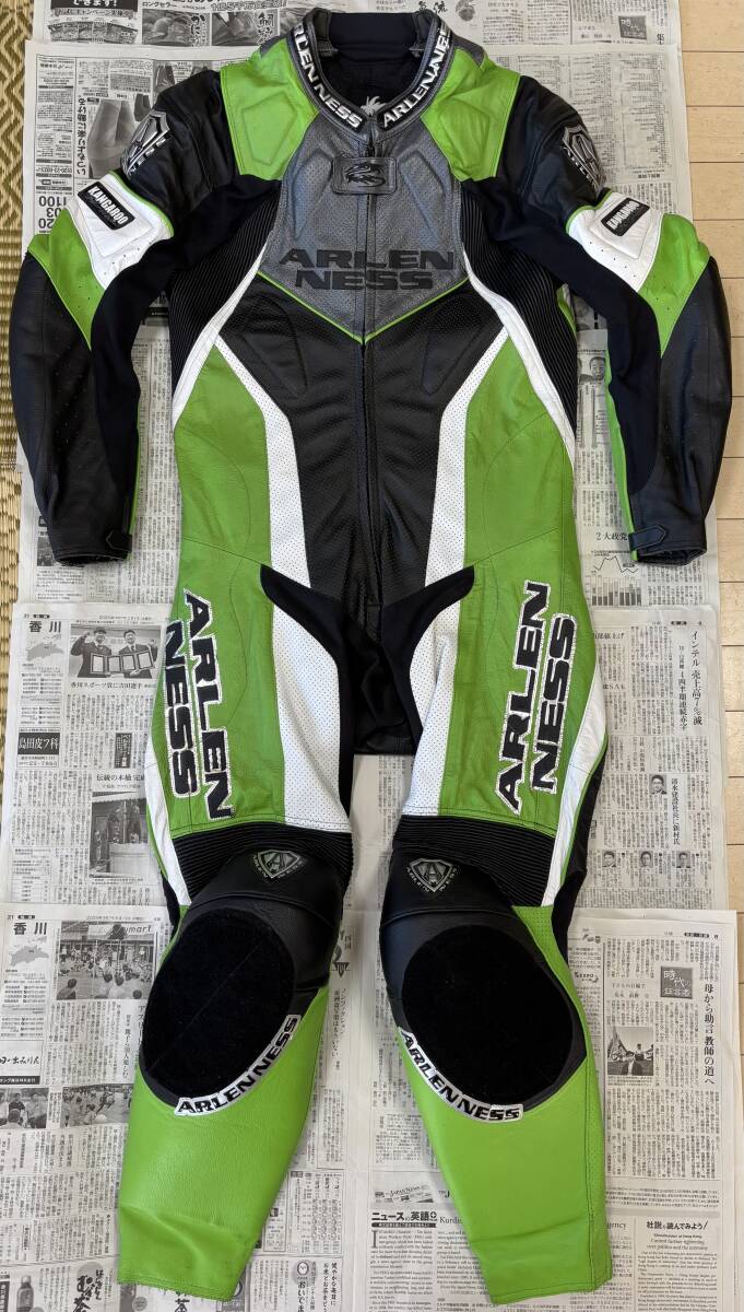 【美品・使用5回くらい】高級カンガルー革 ARLENNESS アレンネス MFJ公認 ハイエンド レーシングスーツ ヨーロッパ52サイズ 日本サイズM〜L拍卖