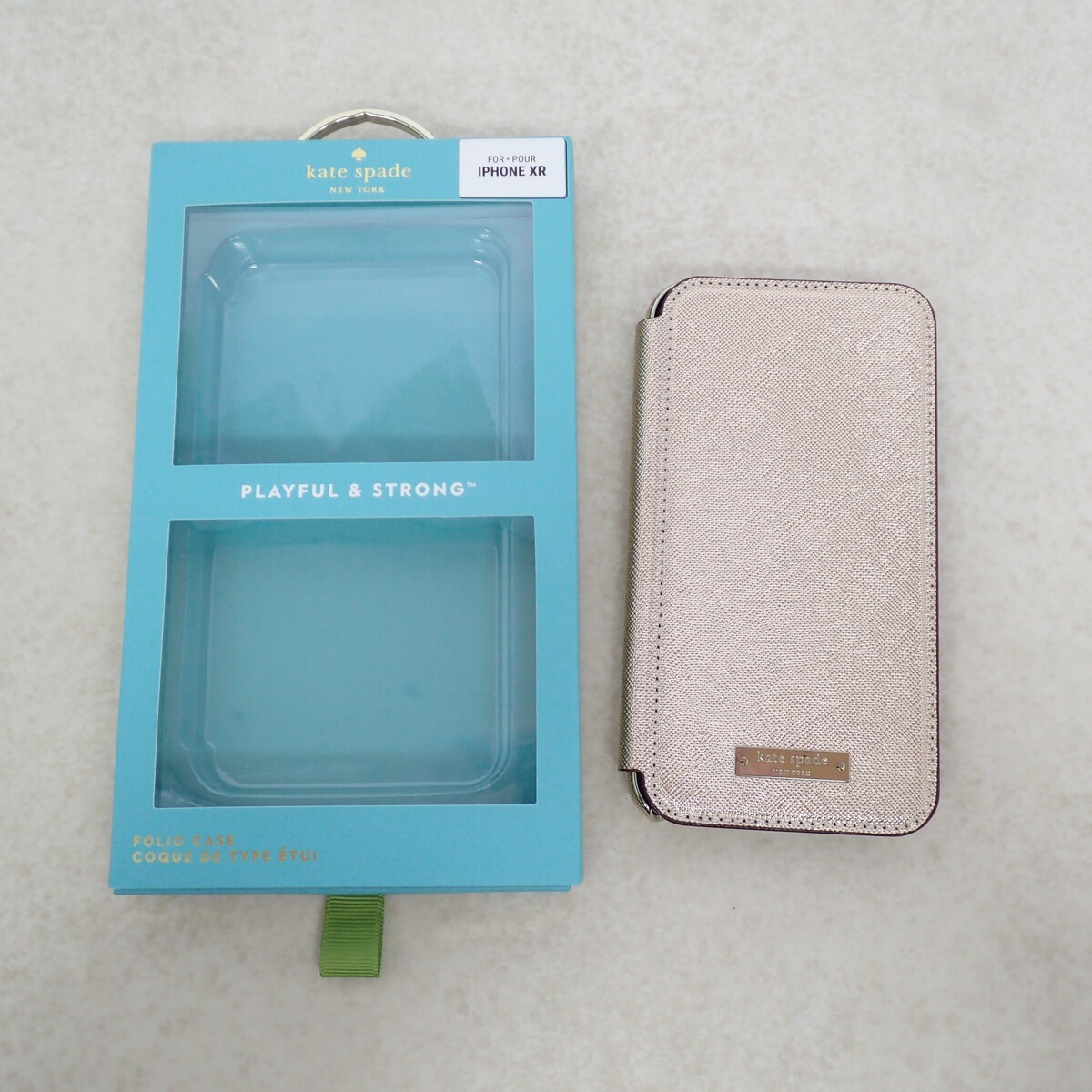 ケイト・スペード ニューヨーク kate spade new york iPhone XR用ケース INLAY WRAP FOLIO -SAFFIANO rose gold KSIPH-120-SRG【IO拍卖