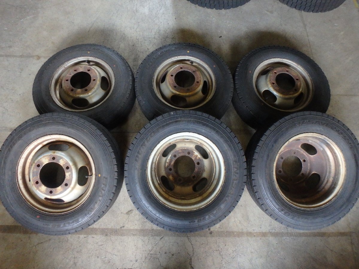 H129 送料無料【185/75R15 106/104】ダンロップ SPLT50M 夏タイヤ スチールホイール 6本 15×5 6H 6穴 キャンターガッツ拍卖