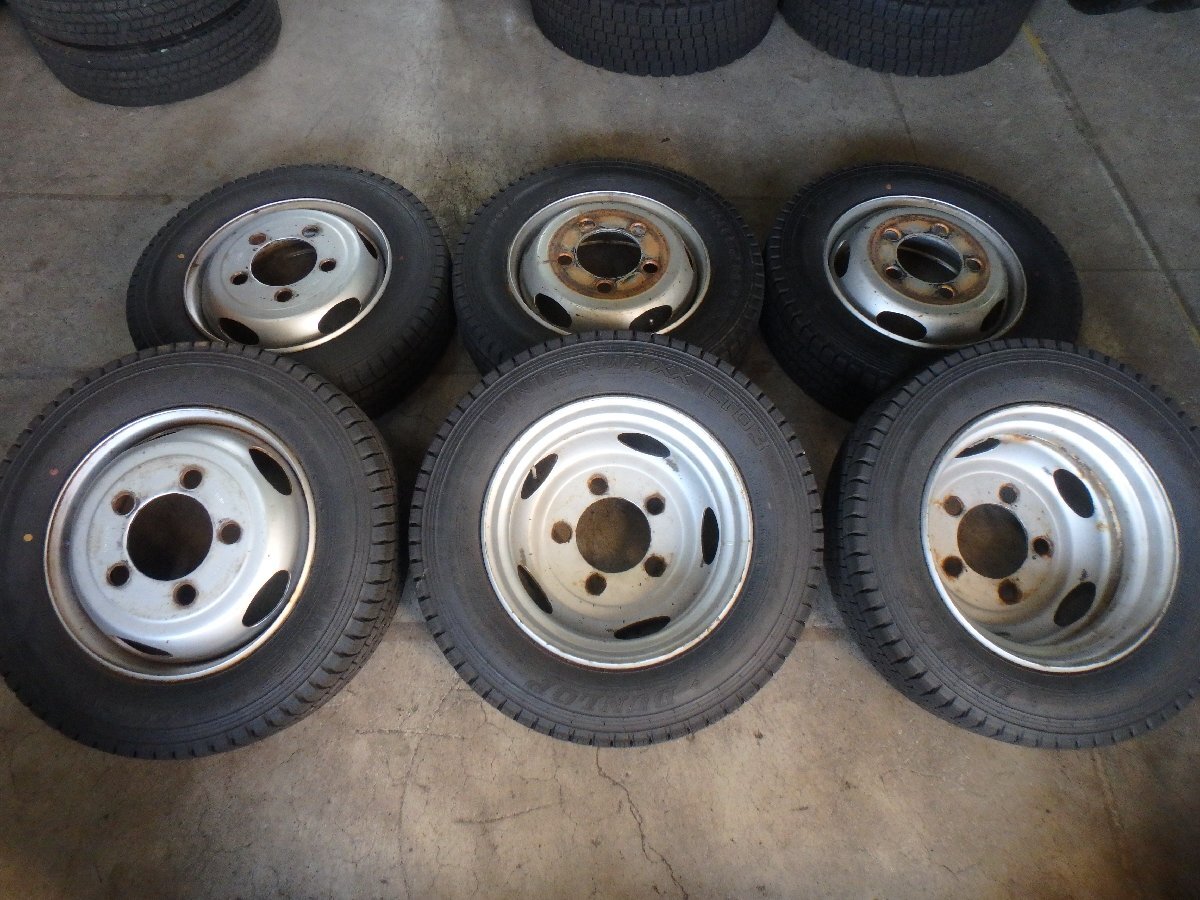 H120 送料無料【205/70R17.5 115/113】ダンロップ LT03 スタッドレス ホイールセット 6本 約7.5分山 TOPY DF2D 17.5×5.25 5H 5穴拍卖