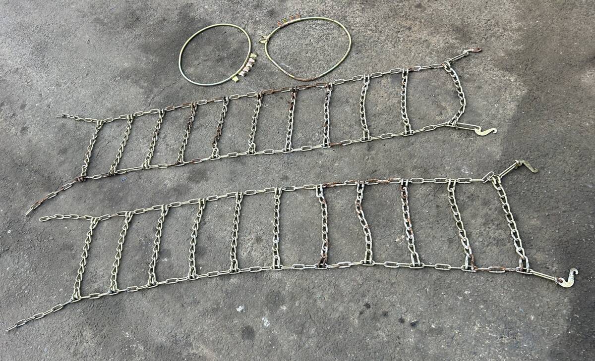 大型車用、M-18タイヤチェーン、スチールスプリング式、金属、タイヤサイズ:245/70R19.5、中古品拍卖