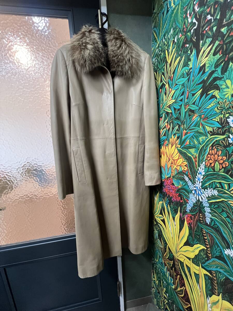*10015 ★コート★SWINSWING 羊革コート レディース サイズ 40 中古 ファー取り外し可能 ロングコート 冬服拍卖