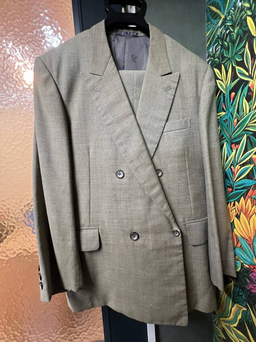 *8936 dunhill ダンヒルスーツ セットアップ 上下 名前入り (深野) オーダースーツ シミあり 男性 メンズ拍卖