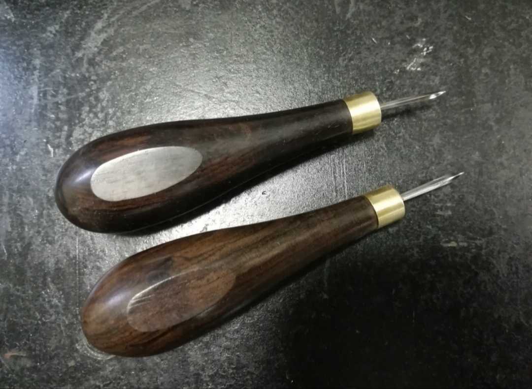 国産逸品! 菱ぎり 極細目 細目 2本セット 研ぎ上げ済み レザークラフト 菱ギリ きり キリ ☆拍卖