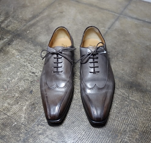 TK 美品 1週間程度 フランチェスコベニーニョ Francesco benigno レザーシューズ 6 グレー パティーヌ 革靴拍卖