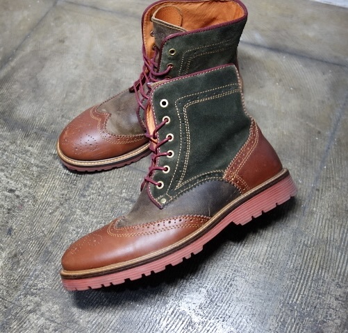 TK 希少 良品 1-2ヶ月程度 ポルトガル製 ダナー DANNER ウィングチップ ブーツ D0021 レザーシューズ拍卖