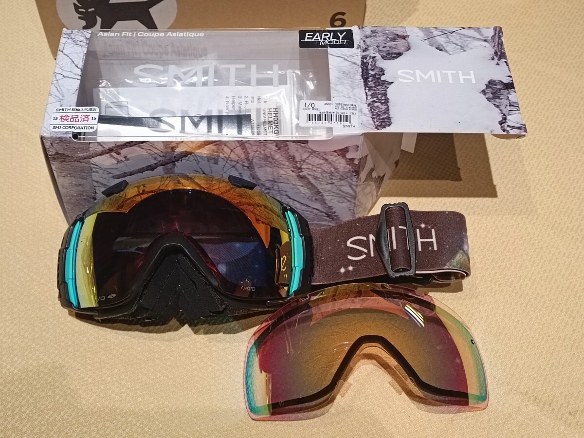 中古 スミス ゴーグル 女性 レディース スペアレンズ(未使用) ヘルメット用延長パーツ付き I/O 国内正規品拍卖