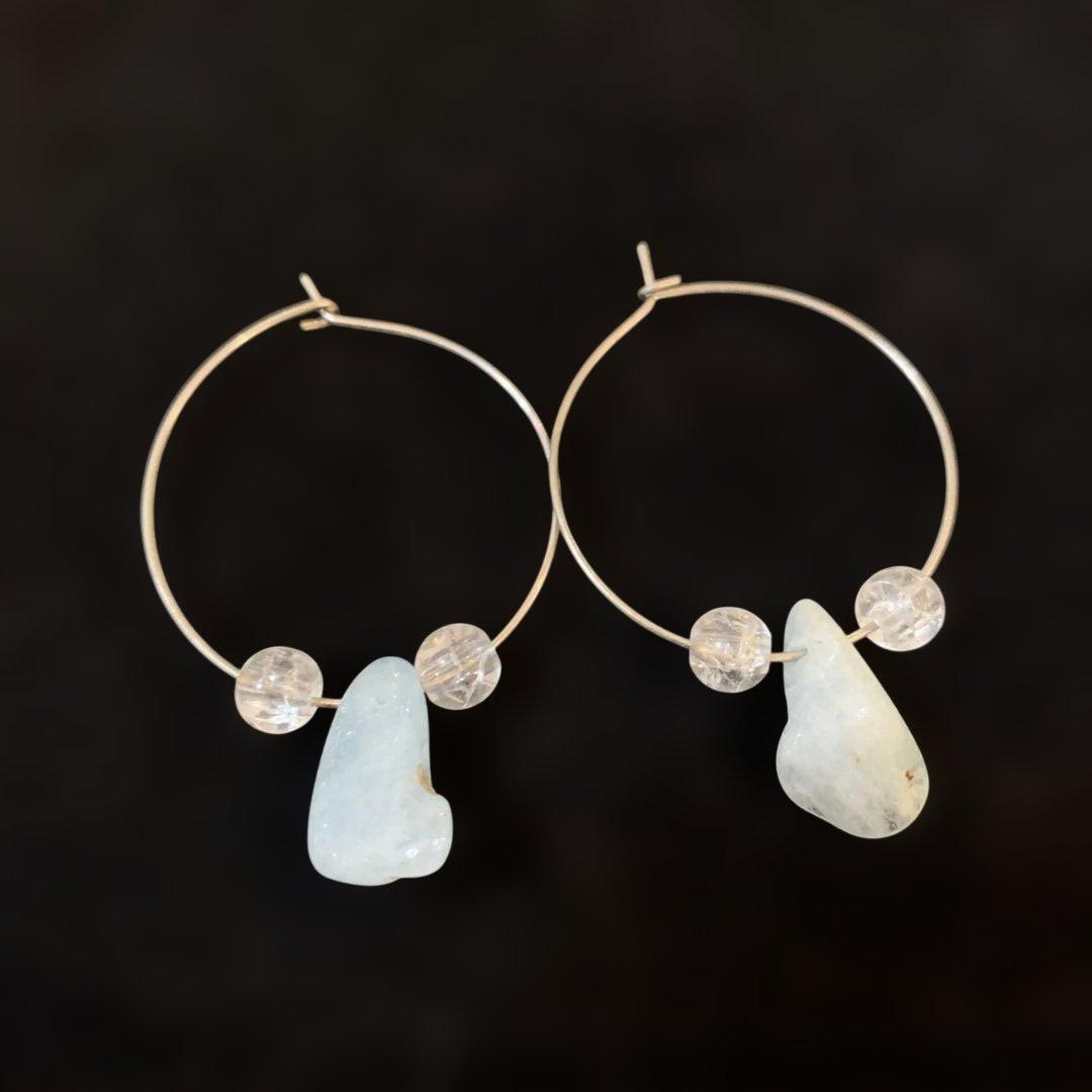 アクアマリン フープピアス 水色 SY-7拍卖