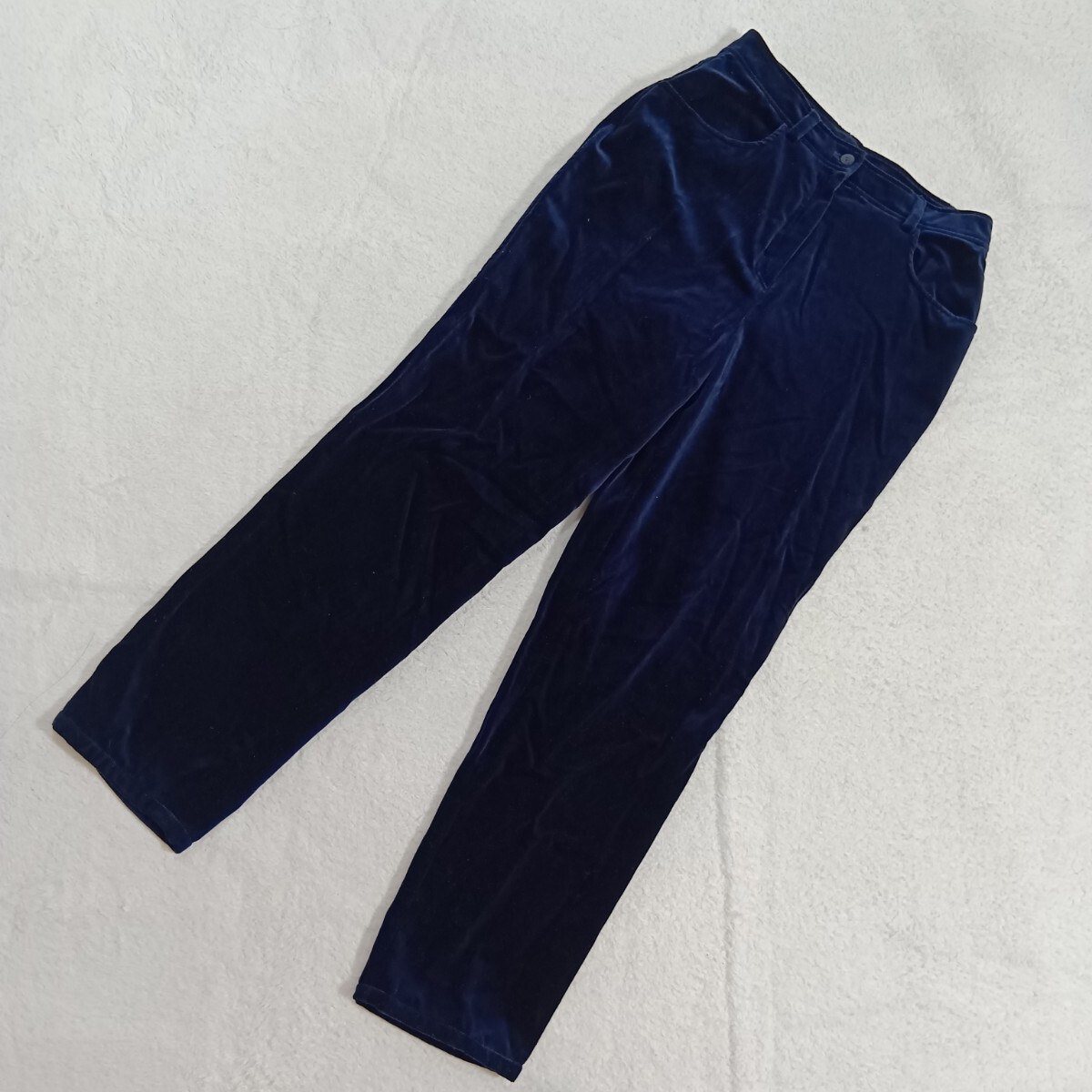A LINE ANNE KLEIN アンクライン ベロア テーパードパンツ ネイビー サイズ10 ★1000 拍卖