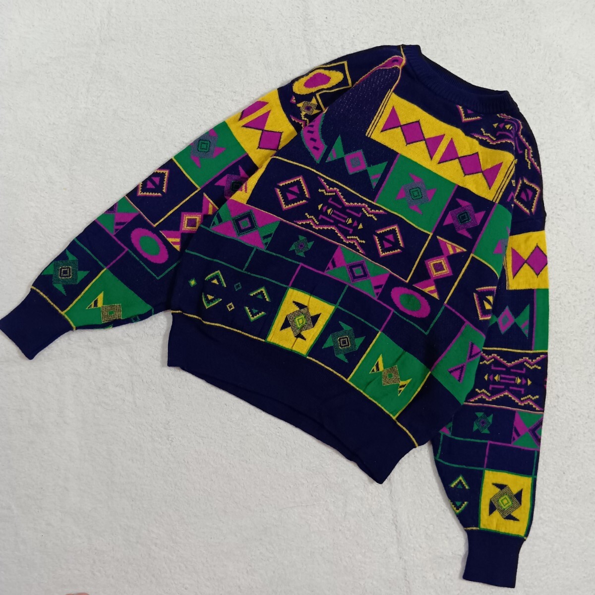 【ヴィンテージ】美品 Modigliani UOMO ITALY モディリアーニ モジリアーニ 80’s 総柄 ニット セーター M ★1000拍卖