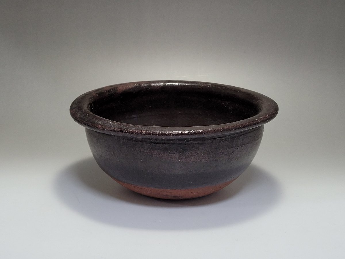 黒釉 鉢 時代唐物 幅約18.1cm / 宋元時代 盃 小碗 杯 盞 小鉢 茶道具 煎茶道具 酒器 唐物 人間国宝 李朝 高麗 古玩 古董拍卖