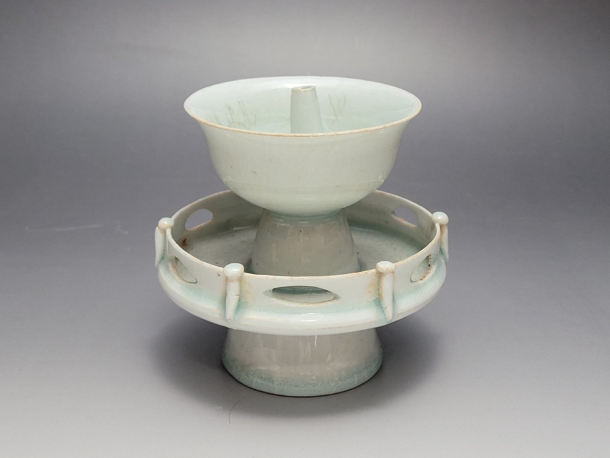 影青白磁 線香立 時代唐物 幅約10.2cm / 宋元時代 薫香 香道具 仏具 茶道具 煎茶具 唐物 人間国宝 李朝 高麗 古董 古玩拍卖