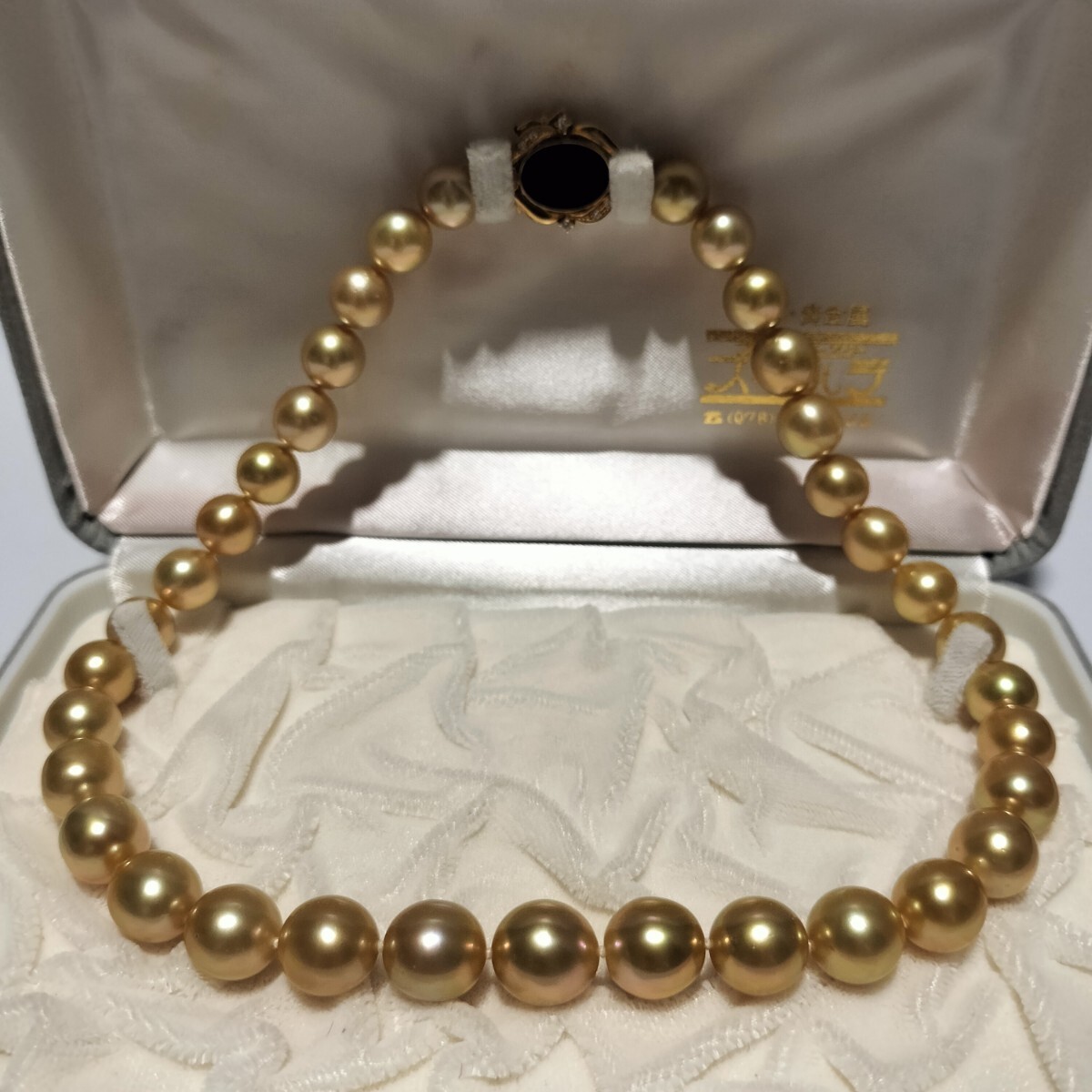 【オーロラ茶金級!!】鑑別書 南洋真珠 ゴールデン パール ネックレス ダイヤモンド 10.3mm〜12.4mm 46cm K18 79.1g 本真珠 白蝶 シロチョウ拍卖