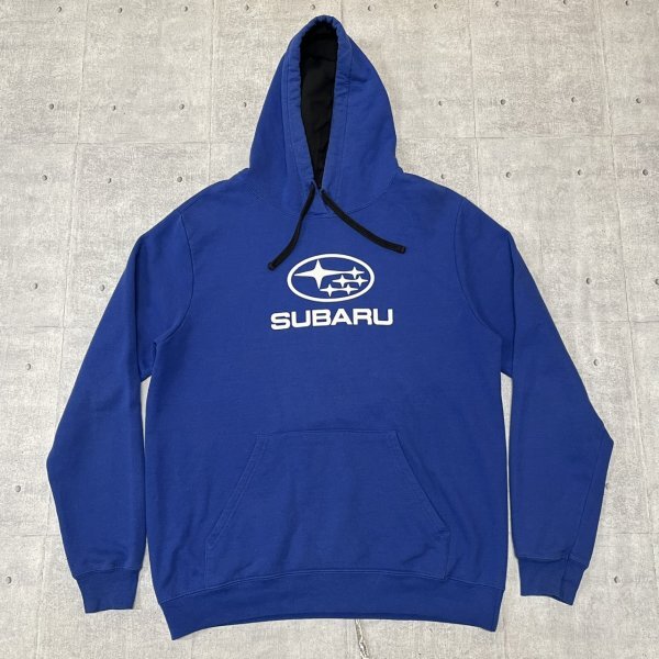 SUBARU ビッグロゴ フーディー ブルー モーター系 企業ロゴ スバル デカロゴプリント フーデッド パーカー スウェット 石瀬7526拍卖