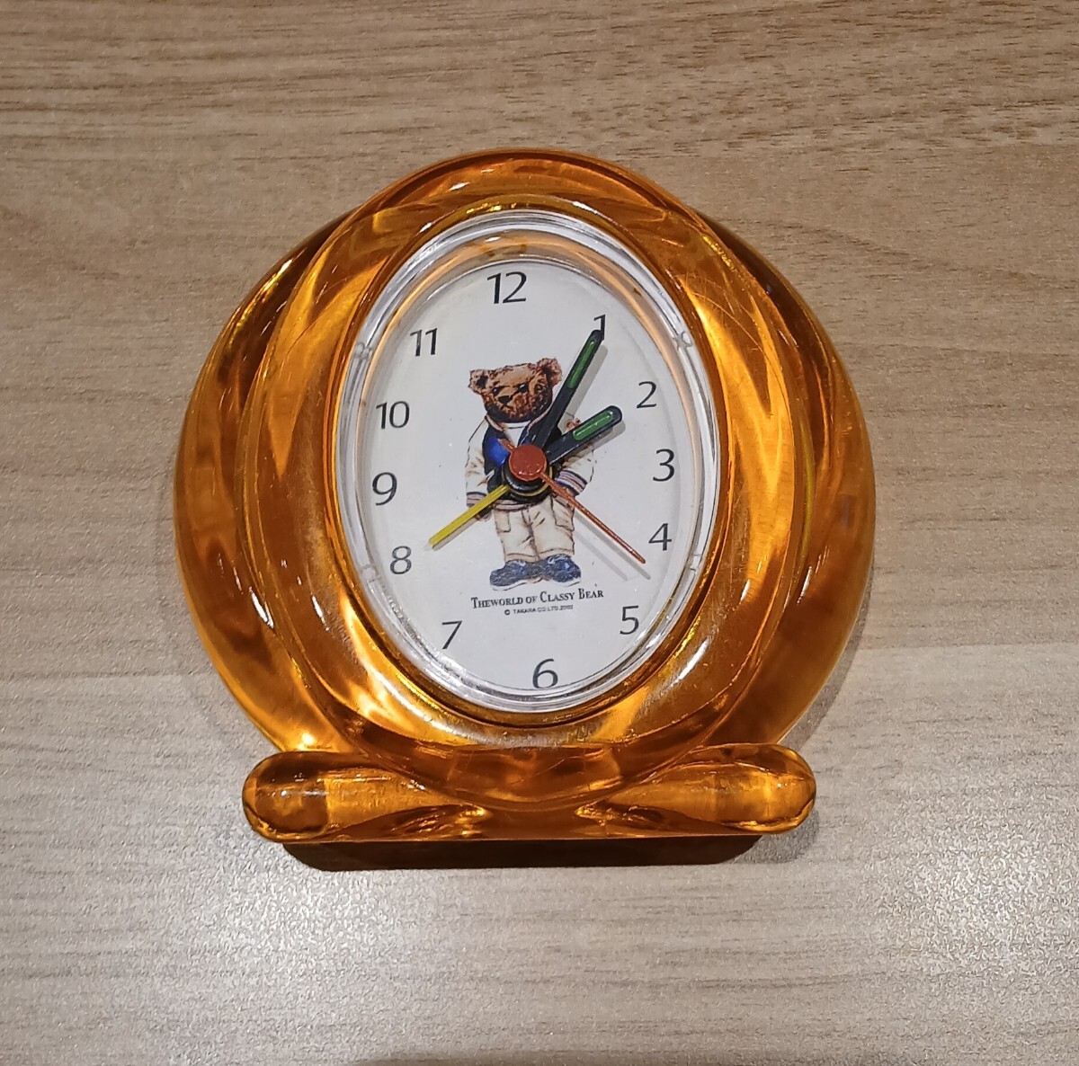 THE WORLD CLASSY BEAR 置き時計 ワールドクラッシーベア 目覚まし 置時計 アナログ 3針 時計 クリアオレンジ拍卖
