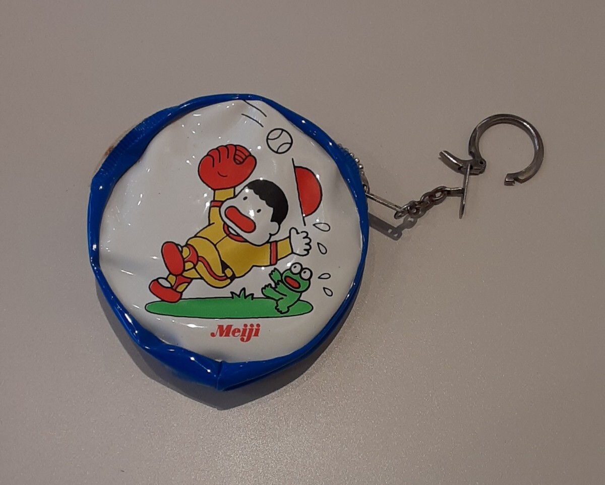 明治製菓 meiji 昭和レトロ 小物入れ キーホルダー 野球 ボール デザイン 明治 旧ロゴ おまけ コインケース 雑貨 コレクション ビンテージ拍卖