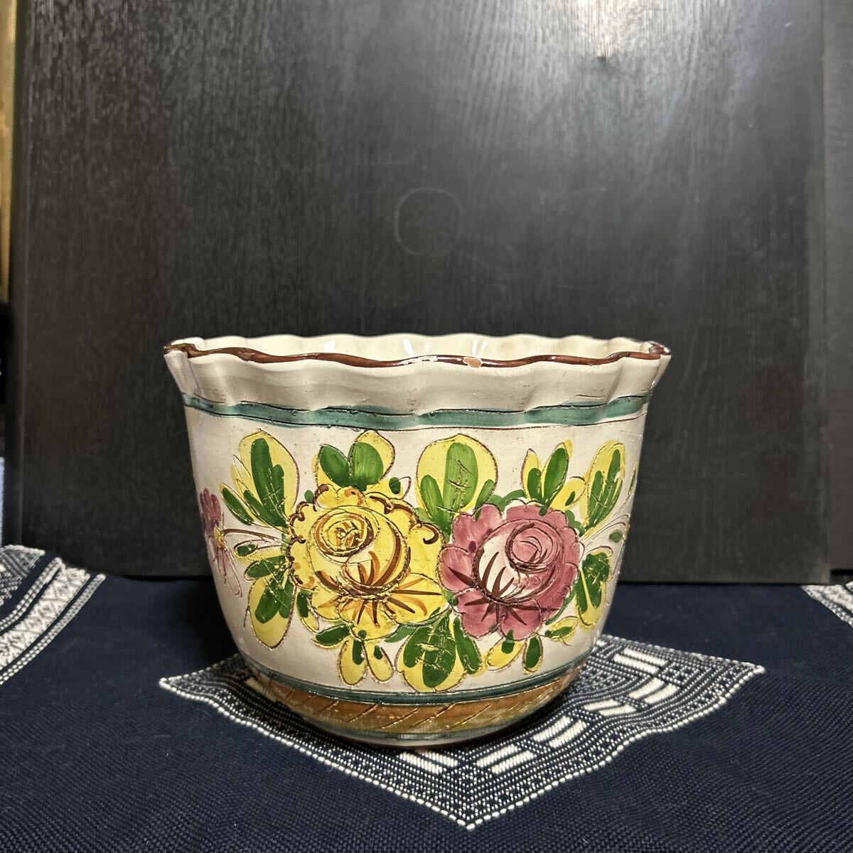 花柄の鉢、植木鉢、陶器、鉢カバー拍卖