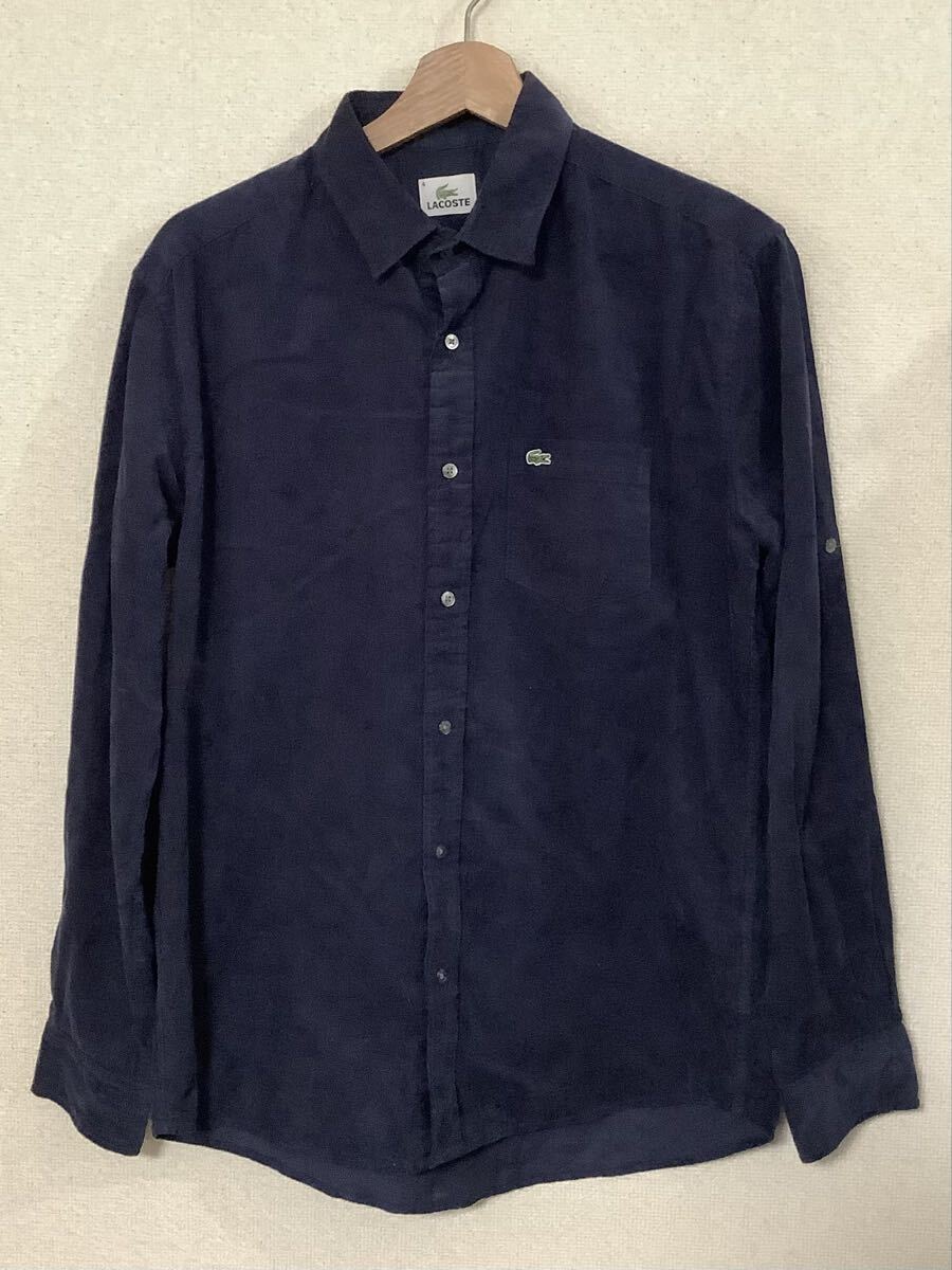 LACOSTE ラコステ コーデュロイ 長袖シャツ コットンシャツ ネイビー セレクト カジュアル スポーツウェア メンズ 4拍卖