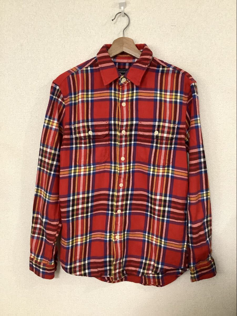 AMERICAN EAGLE アメリカンイーグル ネルシャツ レッド チェック アメカジ ビンテージ ストリート カジュアル S拍卖