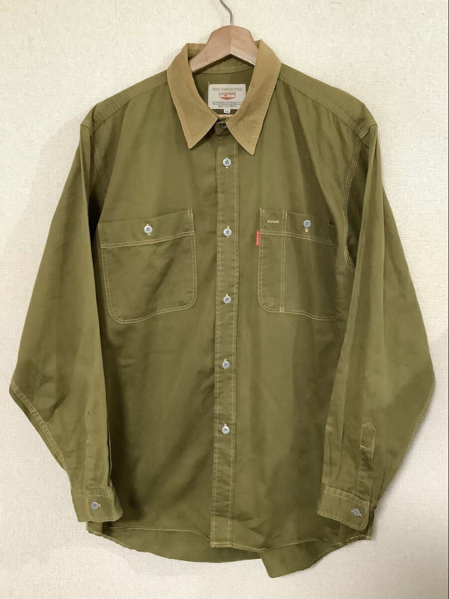 ビックジョン BIG JOUN ワークシャツ 長袖シャツ コットンシャツ カジュアル アメカジ メンズ ビンテージ LL拍卖