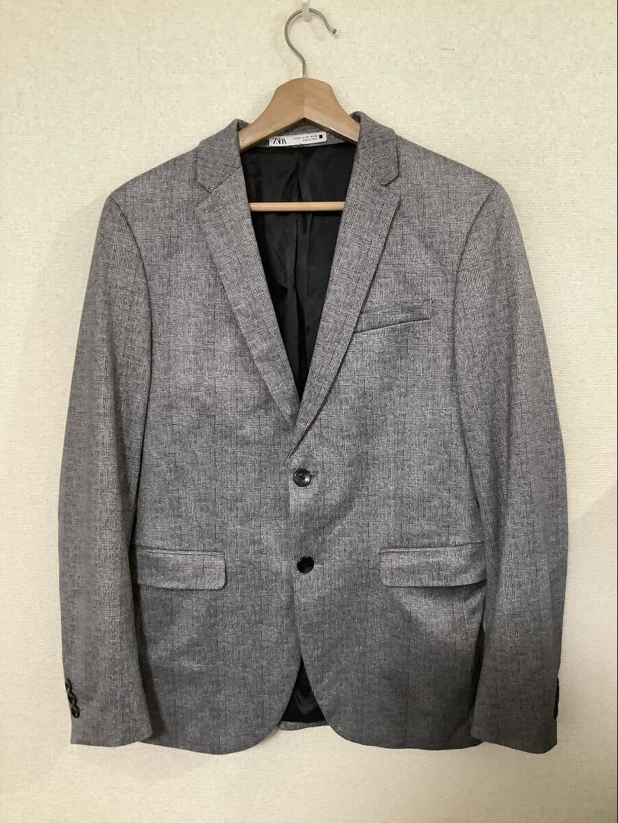 ZARA ザラ テーラードジャケット グレンチェック グレー セレクト カジュアル メンズ ジャケット 46拍卖