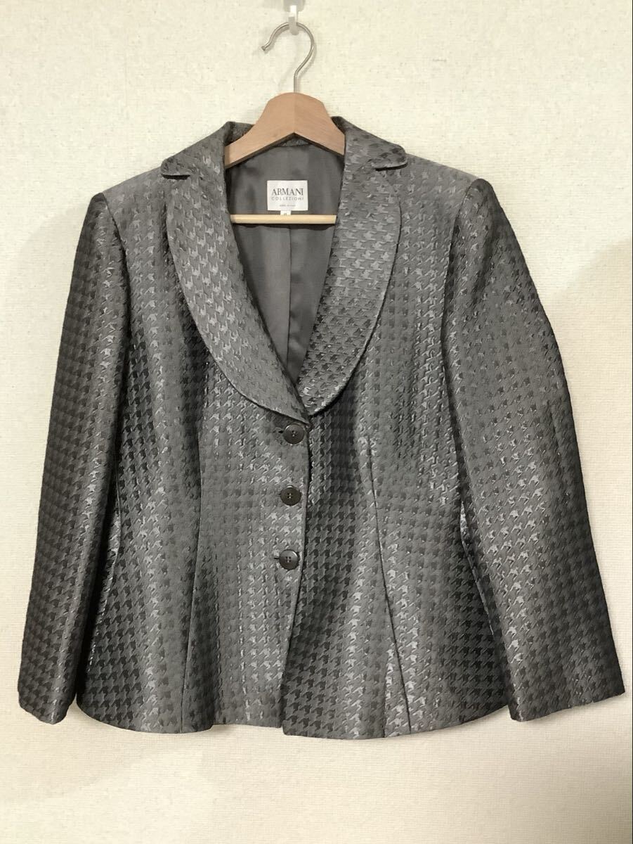 ARMANI COLLEZIONI アルマーニコレッオーニ 三つボタンジャケット シルバー レディース 婦人服 48 パーティー 拍卖