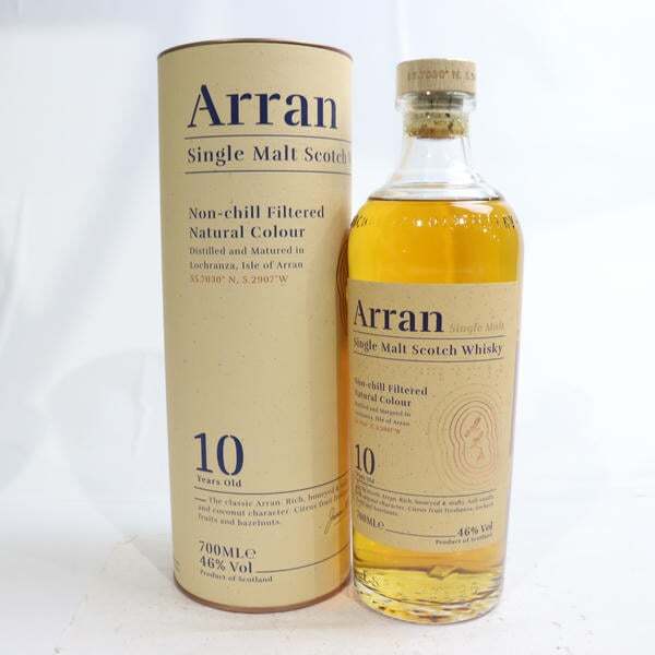 1円~Arran(アラン)10年 ノンフィルチルタード ナチュラル カラー46% 700ml X25J150171拍卖