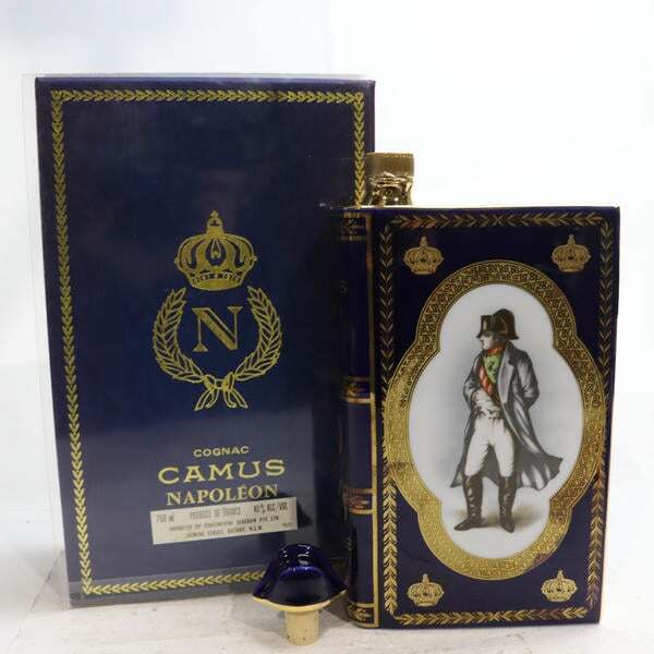 1円~CAMUS(カミュ)ナポレオン ブック 40% 750ml 青陶器(重量 1199g)※箱破損 X25J210023拍卖