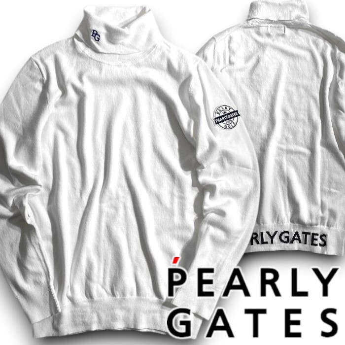 PEARLY GATES パーリーゲイツ 定価1.9万 カシミヤタッチ タートルネック 長袖 ニット プルオーバー ゴルフ 2274092 030 1 ▲022▼51001w02拍卖