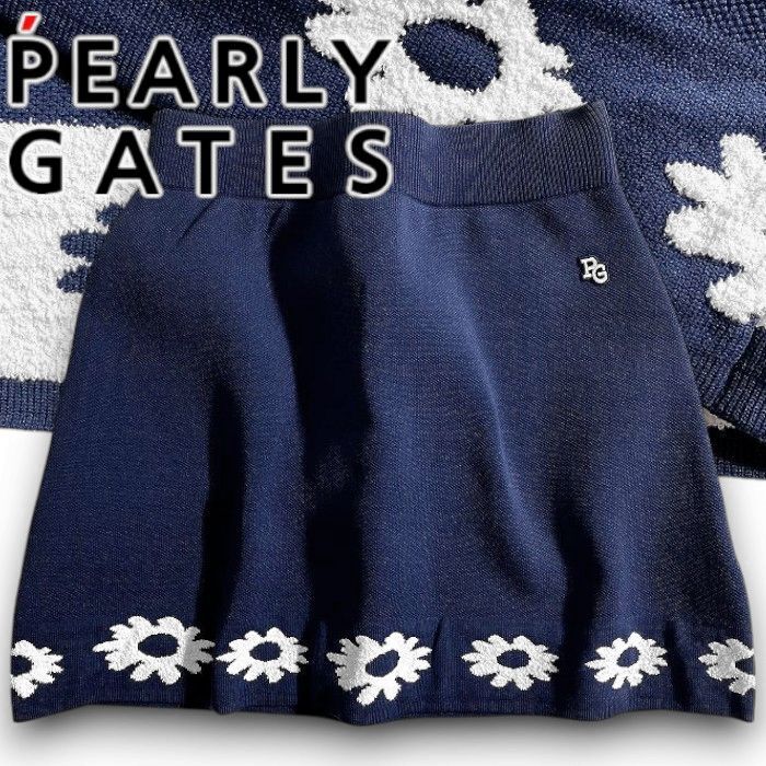 PEARLY GATES パーリーゲイツ 定価3.3万 吸水速乾 デイジー柄 花柄 ストレッチ ミニ ニットスカート ゴルフ 3134326 121 0 ▲050▼51002w09拍卖