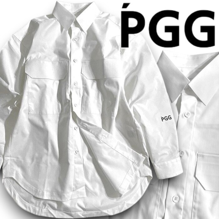 PGG by PEARLY GATES パーリーゲイツ 定価3.3万 リサイクルポリデニム ストレッチ 長袖 シャツ ゴルフウェア 2110301 030 5▲036▼51006w01拍卖