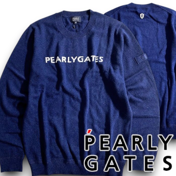 PEARLY GATES パーリーゲイツ 定価3.5万 カシミア100% クルーネック 長袖 ニット セーター ゴルフウェア 2270001 120 6 ▲039▼51007w02拍卖