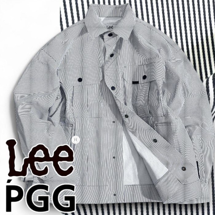 PGG by PEARLY GATES × Lee パーリーゲイツ リー 定価5.7万リサイクルデニム ストライプ ブルゾン ゴルフ 2120305 031 M ▲063▼51007w07拍卖