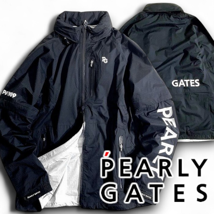 PEARLY GATES パーリーゲイツ 定価4万 撥水×防風 Nyドビー ジャケット ブルゾン レインウェア ゴルフウェア 2988301 120 4▲045▼51015w03拍卖