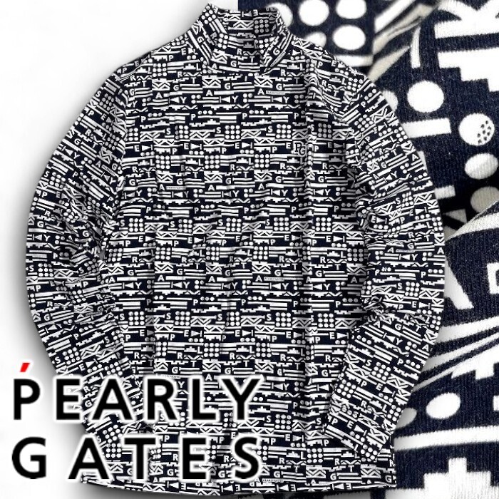 PEARLY GATES パーリーゲイツ 定価1.8万 日本製 起毛ベア天 ナバホ柄 モックネック 長袖 カットソー ゴルフ 2266105 121 4 ▲021▼50910w10拍卖