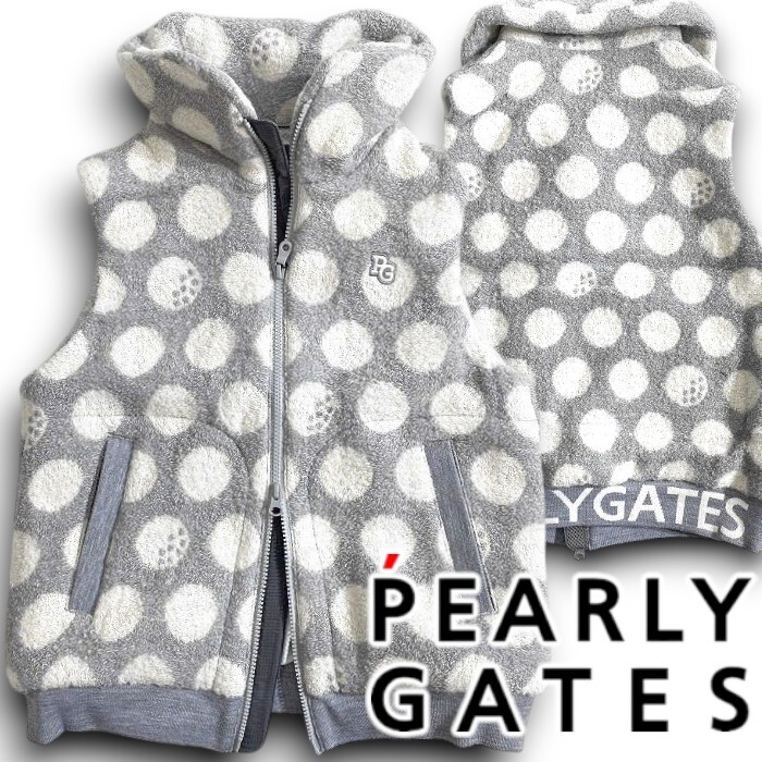 PEARLY GATES パーリーゲイツ 定価3.8万 軽量保湿THERMOLITE ドット柄 中綿ベスト ゴルフウェア レディース 2258108 021 0 ▲042▼51021w02拍卖