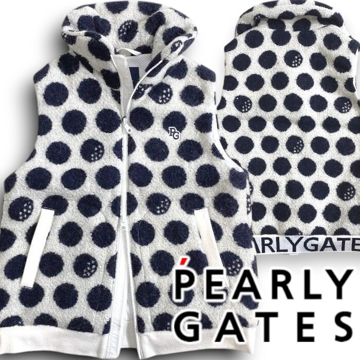 PEARLY GATES パーリーゲイツ 定価3.8万 軽量保湿THERMOLITE ドット柄 中綿ベスト ゴルフウェア レディース 2258108 031 1 ▲042▼51021w03拍卖