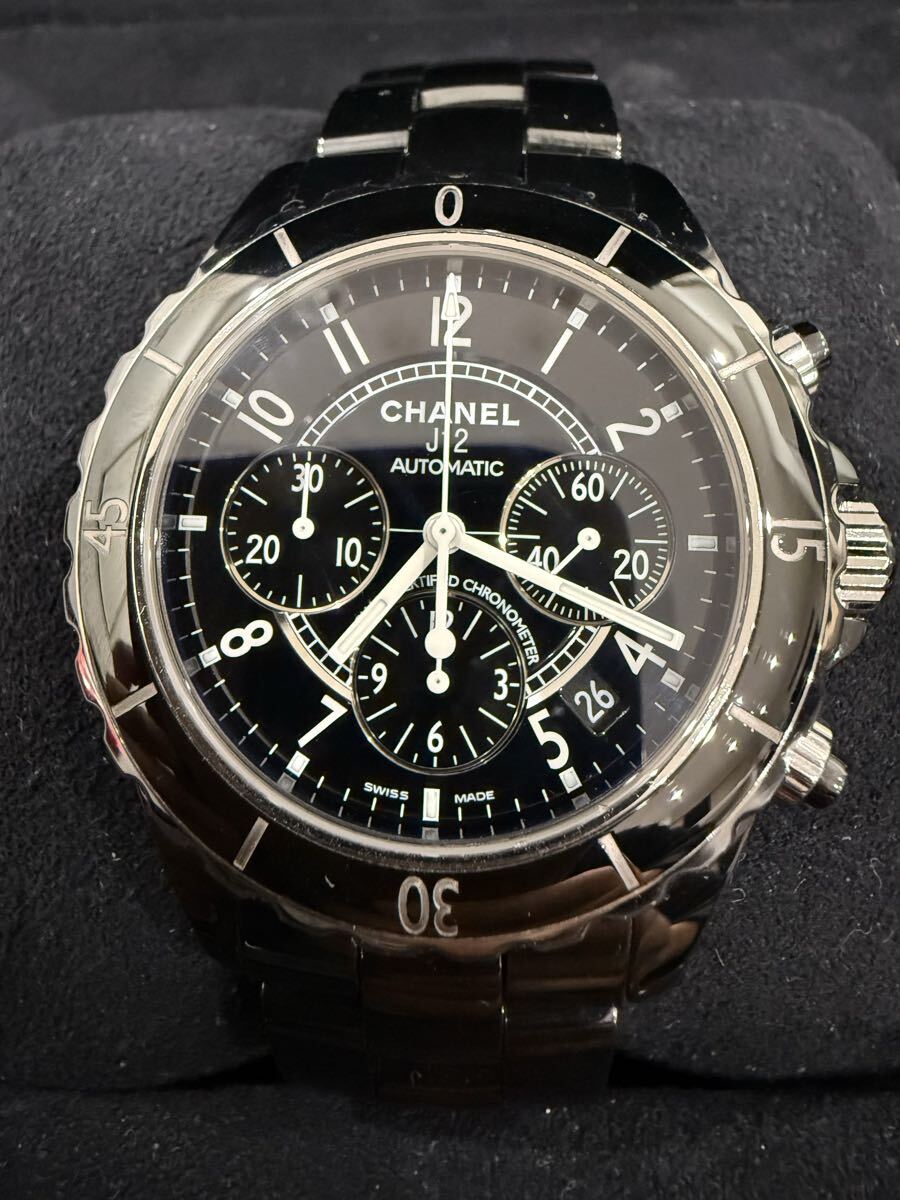 確実正規品 鑑定済 CHANEL J12 H0940 クロノグラフ シャネル 自動巻 1スタ 稼働 腕時計 拍卖