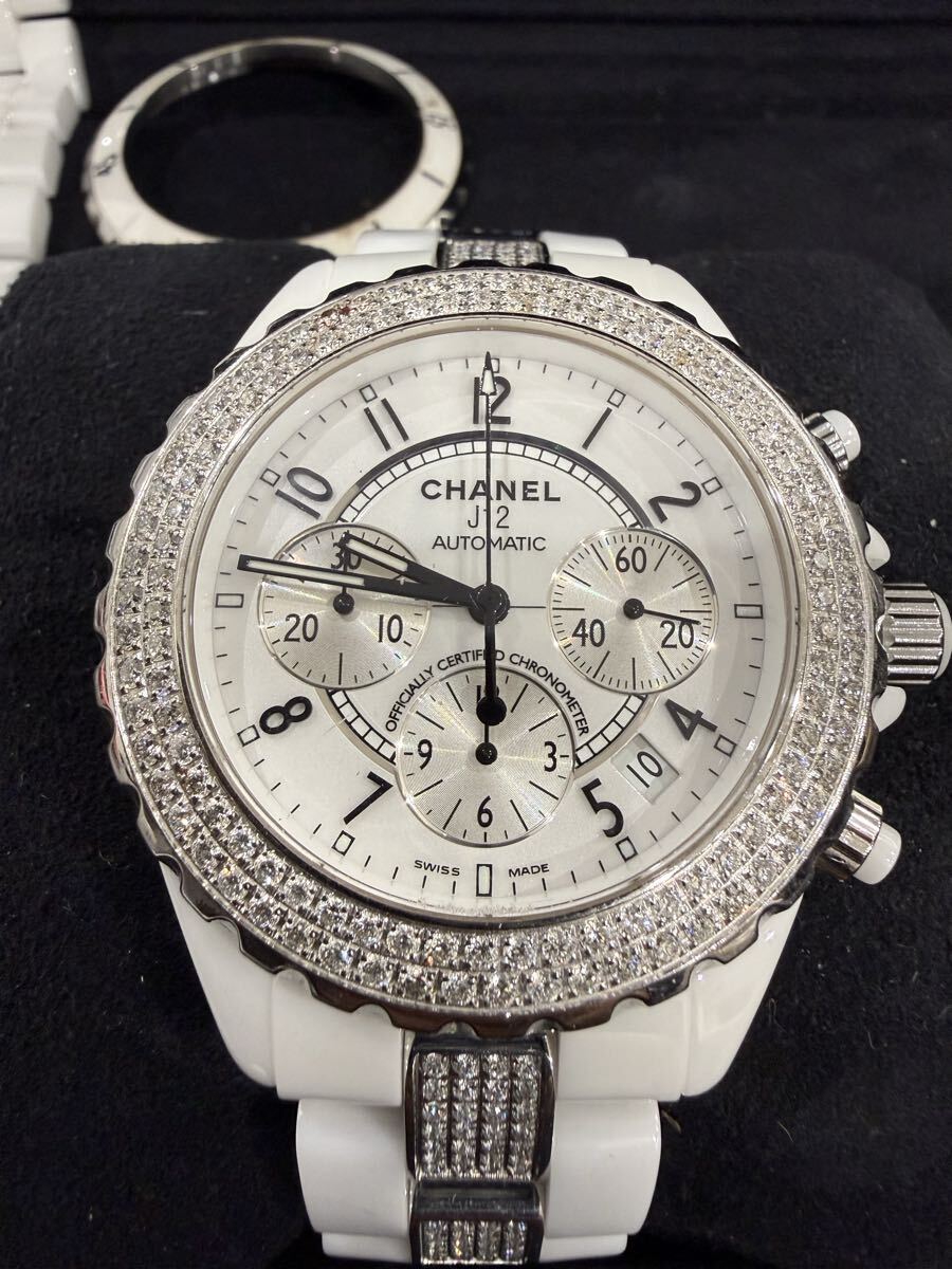 天然ダイヤ CHANEL J12 フルアフター H1007 クロノグラフ 自動巻き シャネル J12メンズ腕時計 1スタ 極上拍卖