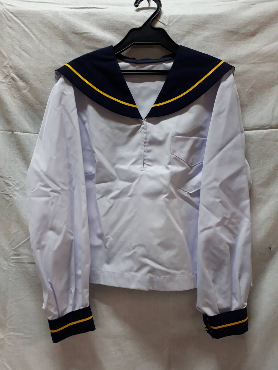 ■S969※送料無料※制服 上着 セーラー服 夏用 長袖 イエローライン サイズ B11 160B 中学/高校 学生服 コスプレ 未使用品拍卖