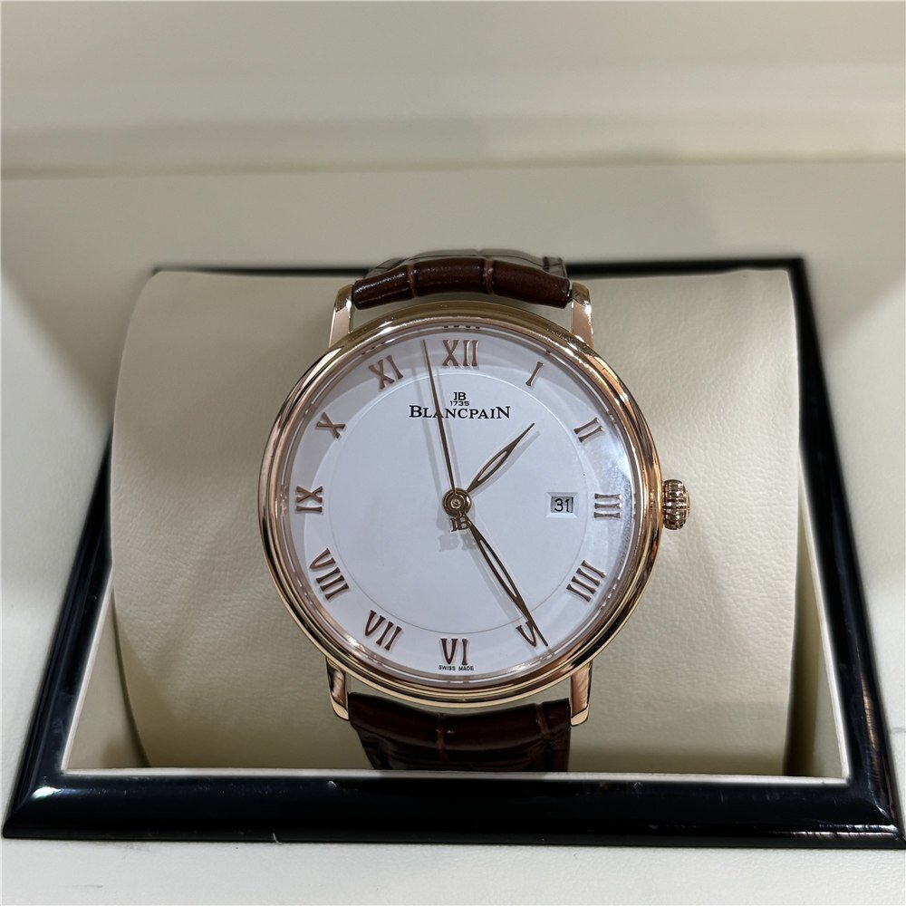 Blancpain villeret ブランパン 自動巻き 腕時計 メンズ 白文字盤 紳士用 ゴルード ブラウンベルト 6651-3642-55B拍卖
